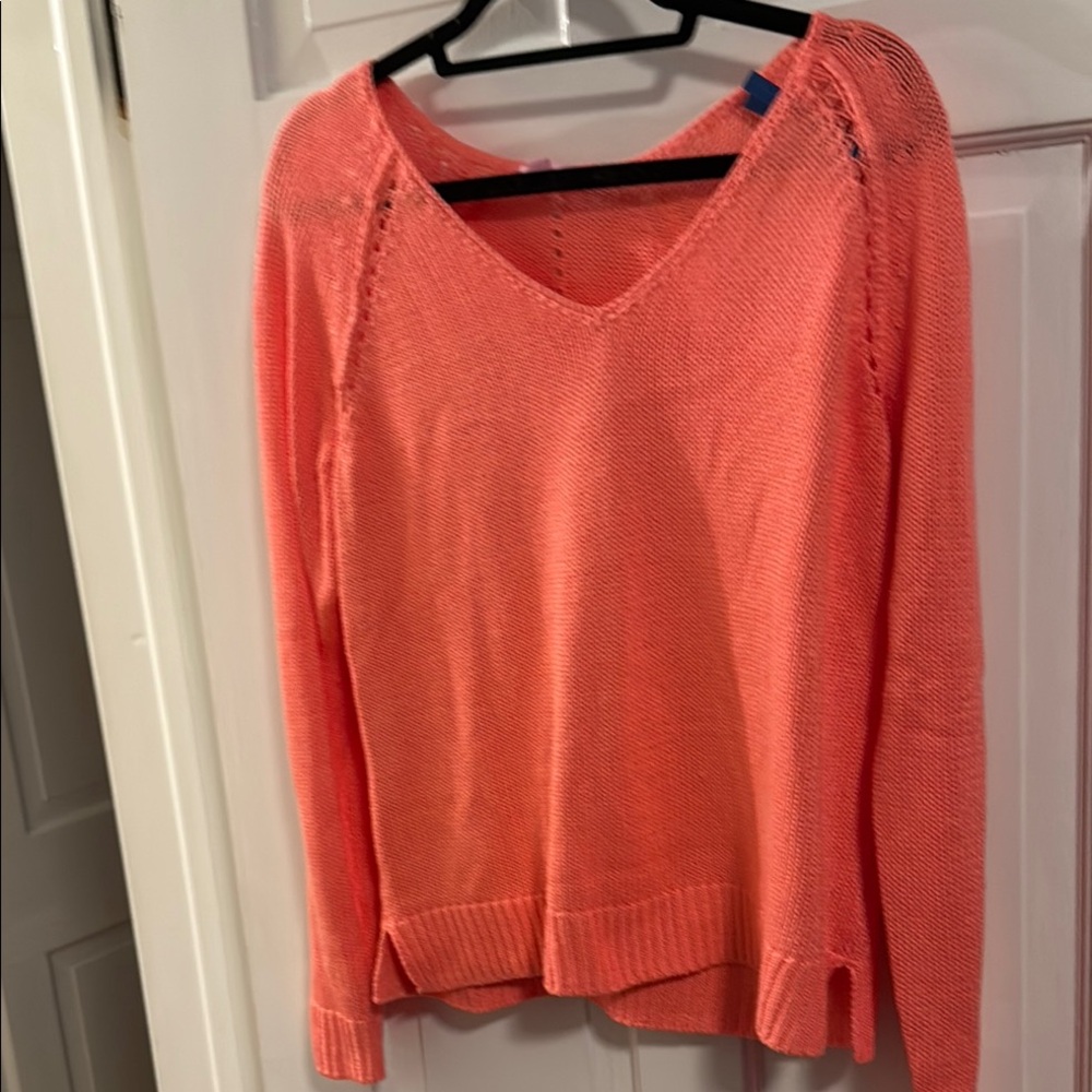 Lilly Pulitzer Pink V-Neck Sweater Lightweight Knit